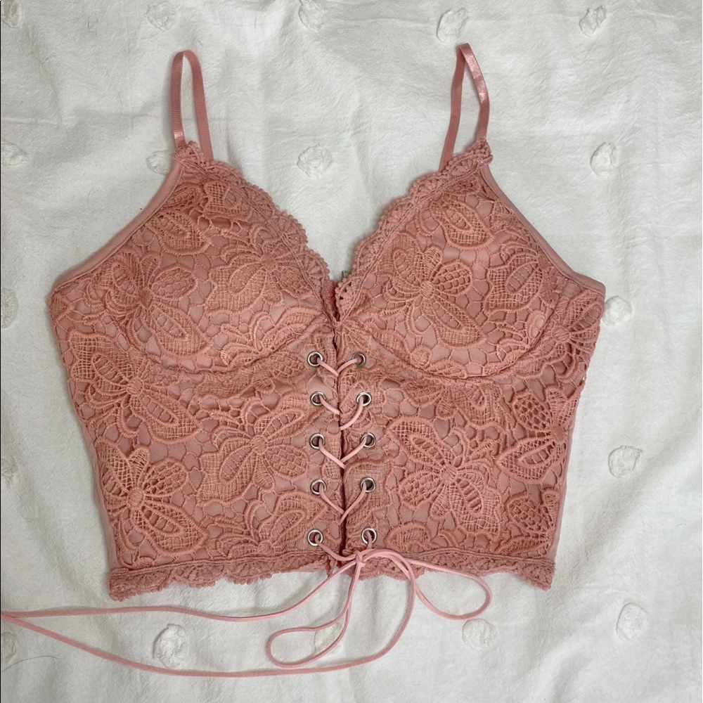 Pink Lace Crop Top